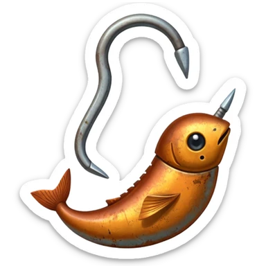 weak rusty fish hook sticker
