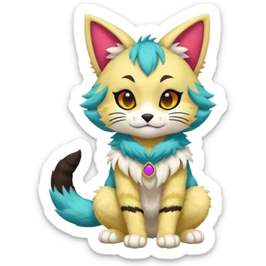 Cool colorful cute Kemonomimi Nekomimi Japanese Anime Kemono Furry Style Vernid-Protogen-Fursuit-furry-fursona sticker