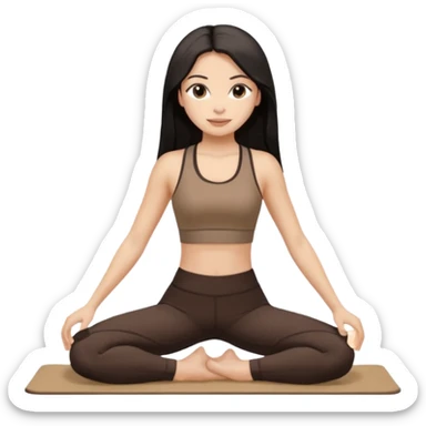 pilates girl in brown set whit black long hair  sticker