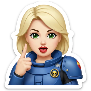 woman space marine crossed out middle finger and face with tongue out wink eye sticker