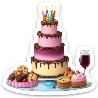 Happy 83rd Birthday! With cake,balloons, wine glasses,cookies, ice cream sticker