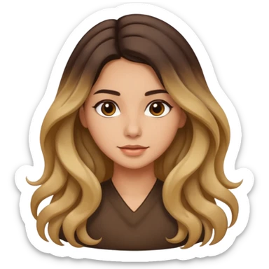 Morena com cabelo ondulado nas pontas  e de pele um pouco bronzeada cabelo grande raiz Lisa sticker