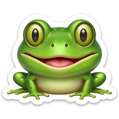 Green frog with its tongue sticking out and cross-eyed, silly expression sticker