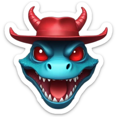 crazy-funny-cyberpunk-red-dragon-head-with-beautiful-smile-wearing-and-hat sticker
