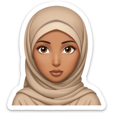 Pretty brown skin tone girl with Kim kanashain look and kinda long lashes hijab girl sticker