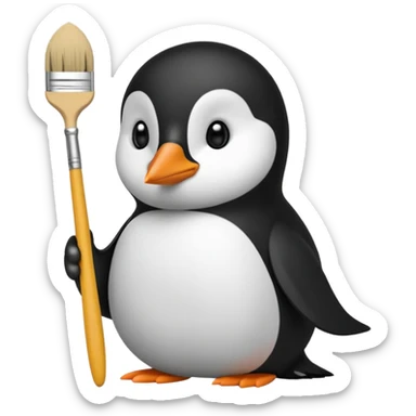 Pingouin avec un pinceau sticker
