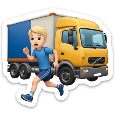 children running away from lorry sticker