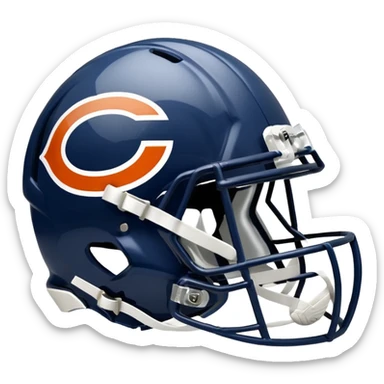 Navy blue football helmet with Chicago Bears logo sticker