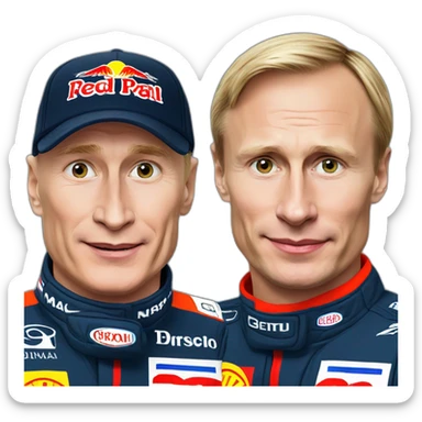 Vladimir Putin and max verstappen in formula 1 sticker