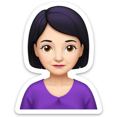 Bir baş örtülü mor kıyafetli siyah saçlı büyükanne sticker