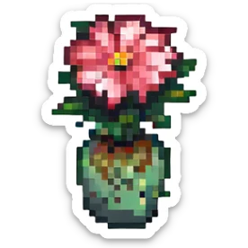 tiny pixel art flower, extremely simple, no extra details sticker