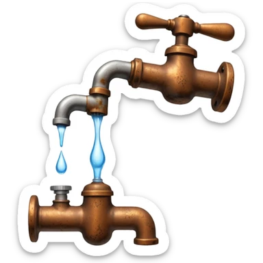 
water pouring from an OLD tap, 1980 sticker