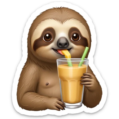 sloth drinking a smoothie sticker