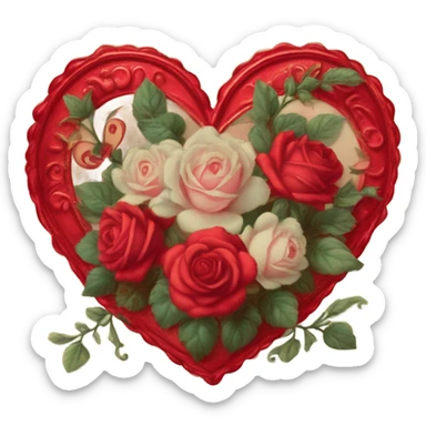 vintage valentine’s day card red sticker