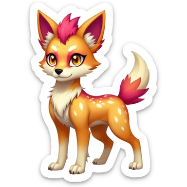 Vibrant edgy badass cool Falvie-Fionbri-creature-sparkle-canine-fursona, full body, with random markings sticker