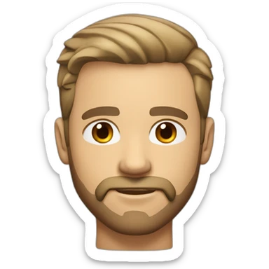 White man with slight sun kissed tan, dark brown eyes and undercut fade hairstyle. He has beard stubble and mustache trimmed. Cool clothing, hair styled sideways backwards. sticker
