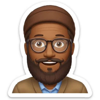 HOMME BRUN LONGUE BARBE LUNETTE sticker