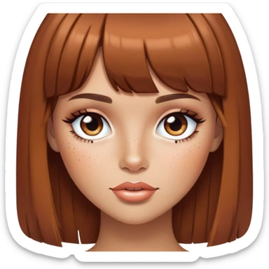pretty freckled, bangs brown hair baddie with makeup sticker