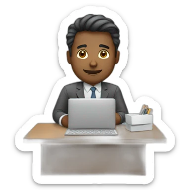 A man pretending to work his desk job sticker