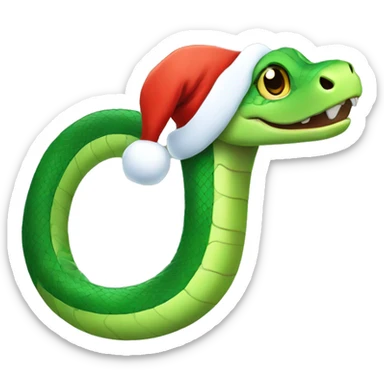 cute green snake in a Santa hat. sticker