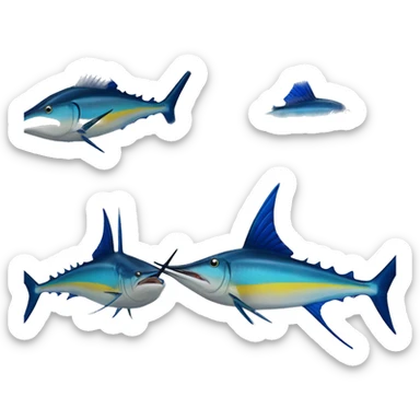 Yellow and blue point nosed marlin turning sticker
