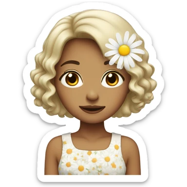 bob hair girl with daisy flower sticker