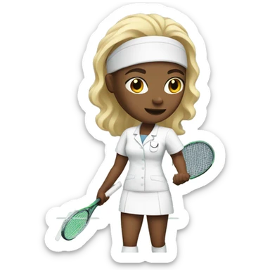 white nurse with blond hair plays tennis sticker