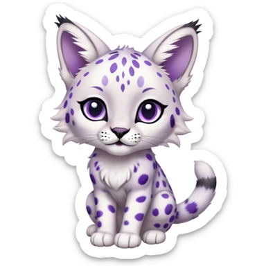 Epic Edgy Cute White Black Purple ethereal Serval-Snow-Leopard-Bobcat-Fionbri full body sticker