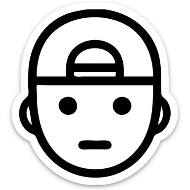 minimalistic face with a backwards baseball cap, flat design, suitable for app icon sticker