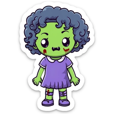 zombie girl with curly hair sticker