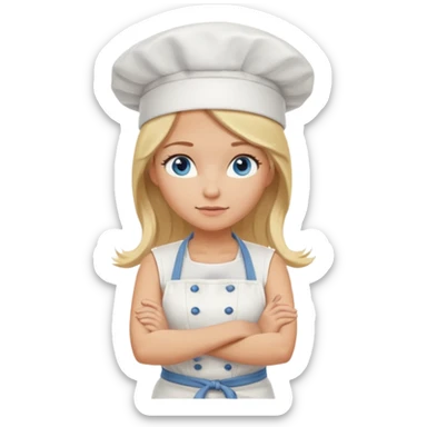 Sexy Full body  pretty
Long Blonde hair blue eyed female chef arms folded wearing tank top and denim shorts and chef hat arms folded sticker