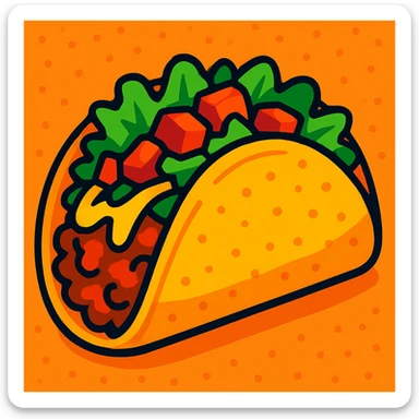 taco, vibrant cartoon style sticker