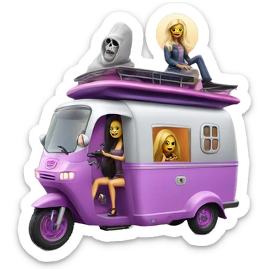Haunted Barbie dream house Caravan motorbike tuk tuk  sticker