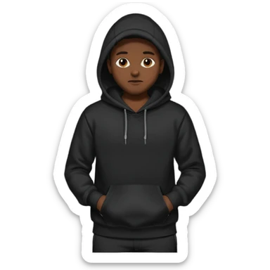 fullbody Mysterious sky man in black hoodie, hands in pockets and black pants sticker