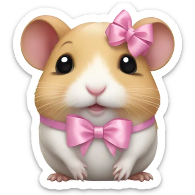 full body hamster with light pink ribbon bow sticker