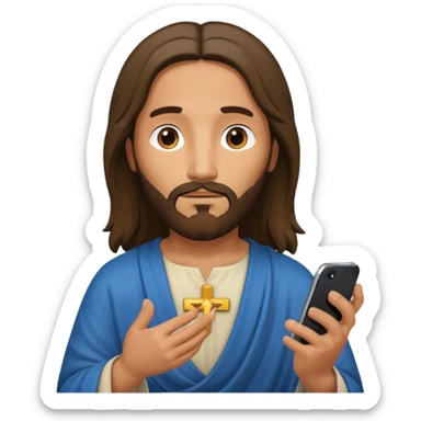 Jésus sur son téléphonesur son téléphone en train de le regarder sticker