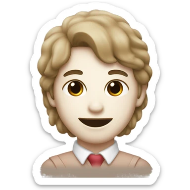 Inicial A en corazón color crema sticker