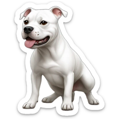 Staffordshire Bull Terrier full white coat playing dead sticker