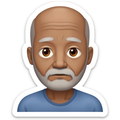 "- Nam
- 70 tuổi
- Da nâu
- Đầu không có tóc
- Râu bạc, mặt buồn, mắt buồn
" sticker