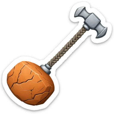 A heavy stone club with knotted handle grip.












 sticker