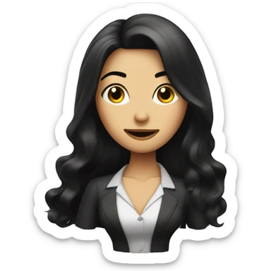 woman waving long black hair and well dressed doing eye wink  sticker