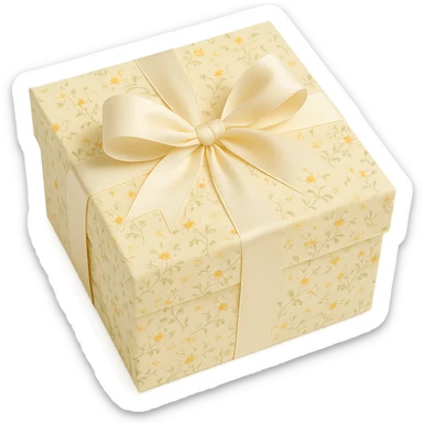 Elegant Rococo pale white yellow ditsy floral gift box  , remove background sticker