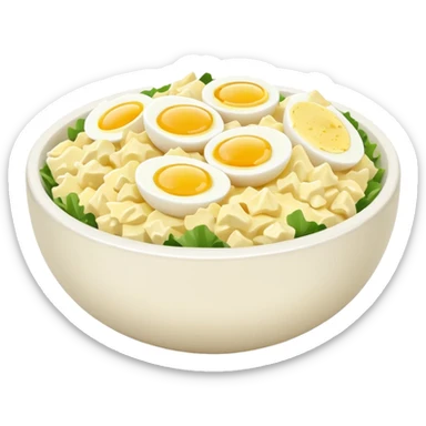 a bowl of egg salad with no egg yolks, only egg whites, simple, clear sticker