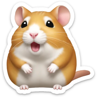 Crea un imagen de un hamster haciendo mewing sticker