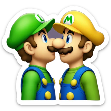 Luigi Kissing mario sticker