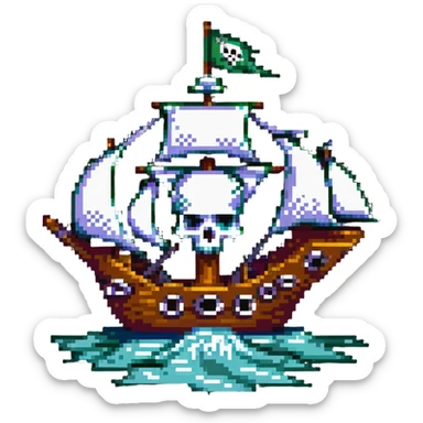 pirate ship with skull flag sticker