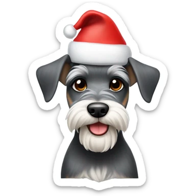Mini schnauzer in a Santa hat sticker