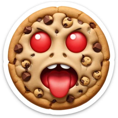 Angry emoji that’s eating a lot of cookies sticker