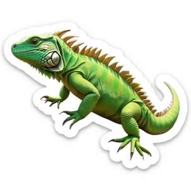 cinematic-iguana-realistic-full-body-basking-emoji,-long-scaly-body-stretched-out-on-a-sunlit-rock,-spiny-ridge-running-down-its-back,-textured-green-and-brown-skin-dappled-with-light,-sharp-intelligent-eyes-studying-the-surroundings,-long-tail-draped-over-the-stone,-simplified-yet-realistic-focused-features,-highly-detailed,-glowing-with-a-warm-tropical-glow

 sticker