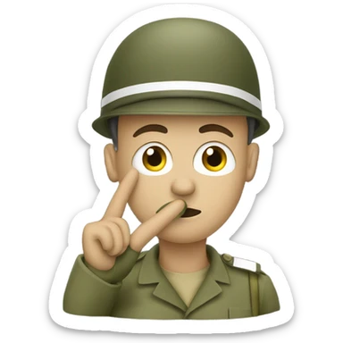 Soldier with cigarette in mouth saluting sticker